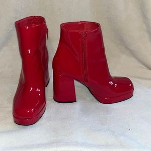 Red platform heels